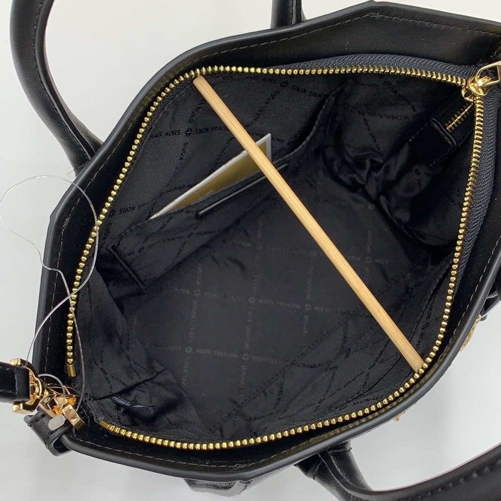 Michael Kors Avril Small Leather Top-Zip Satchel BLACK COLOR - Picture 9 of 16